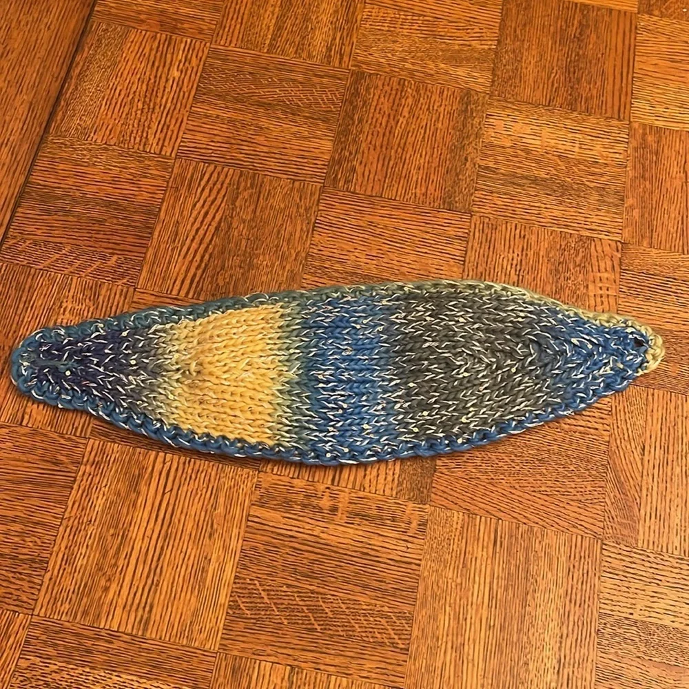 Multicolor Hand  Knit Headband with Flower